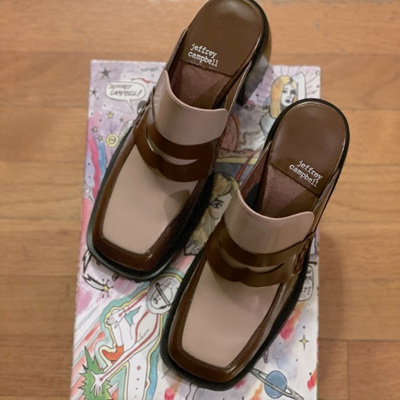 Jeffrey Campbell Ecole Leather Loafer Mules Heels - Women’s Size 7 - New In Box - Picture 3 of 8